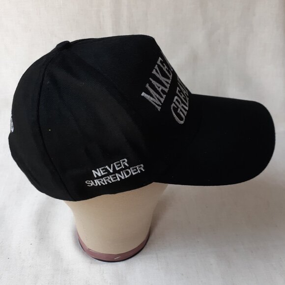 MAGA - Never Surrender - Black Baseball Cap - Adjustable Fit - Picture 2 of 9
